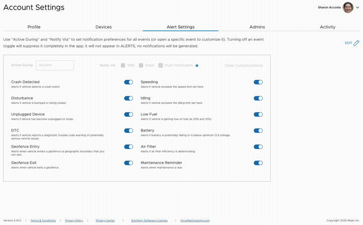 How to use Alert Settings – Force Fleet Tracking